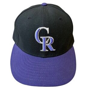 New Era 59FIFTY Colorado Rockies MLB Hat Mens 7 1/8 Black Purple Fitted Cap MLB